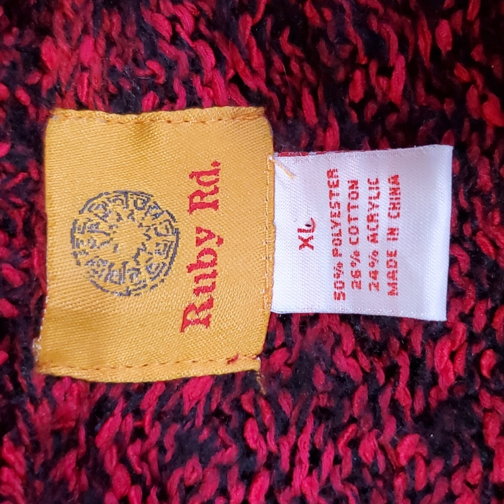 Vintage Ruby Rd. Open Front Sweater - Red/Black -… - image 8